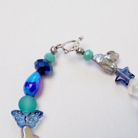 new! handmade charm bracelet chunky pearls indie kidcore funky random colorful - Picture 3 of 4